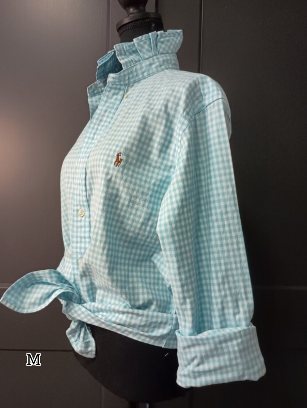 Upcycled Women's Ralph Lauren Ruffled Collar Shirt #146